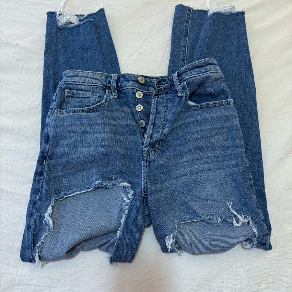 Distressed Straight Jeans